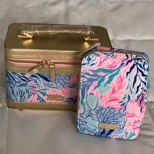 NWT Lilly Pulitzer make up case and brush set